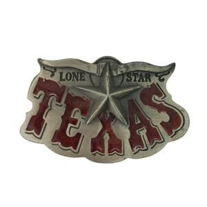 Vintage Lone Star Texas Belt Buckle Great American Red